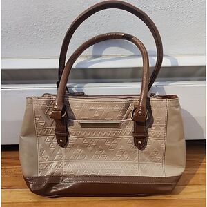 TIGNANELLO TAN BROWN AZTEC GEOMETRIC EMBOSSED DESIGN SHOULDER BAG PURSE